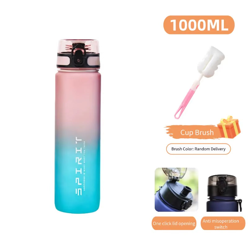 1000Ml Large Capacity Sports Water Bottle Leakproof Colorful Plastic Drinking Bottles Outdoor Travel Cycling Hiking Gym Jugs