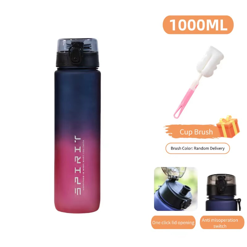 1000Ml Large Capacity Sports Water Bottle Leakproof Colorful Plastic Drinking Bottles Outdoor Travel Cycling Hiking Gym Jugs